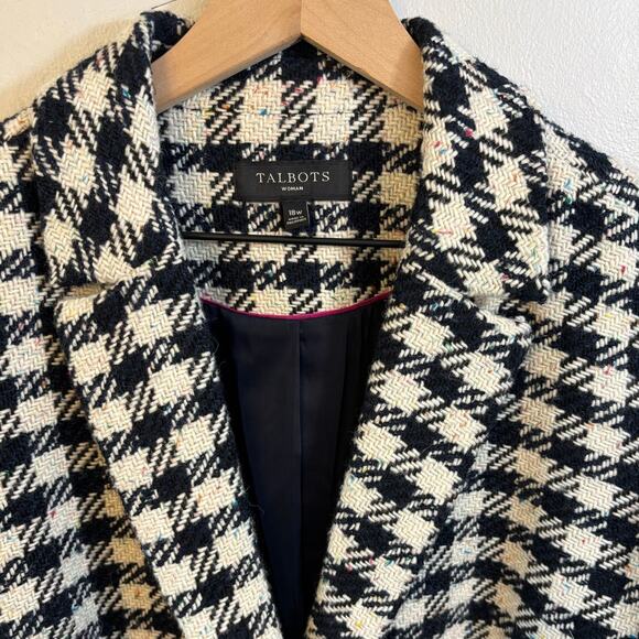 Talbots Houndstooth Wool Tweed Blazer Jacket Rainbow Speckle Plus Size 18w - Picture 3 of 8